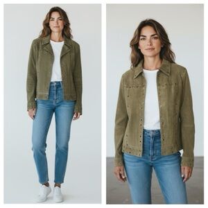 Tres Jolie vintage Olive Green suede leather Jackets